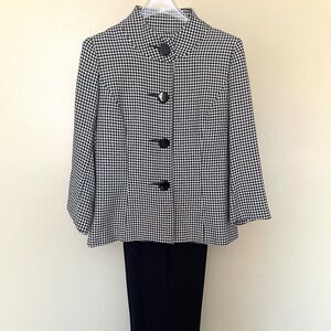 Jessica Howard 3 piece Black & White Houndstooth Pantsuit size 8